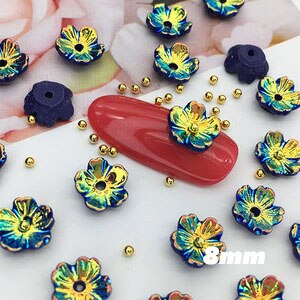 50 unids/lote de adornos de flores de fantasía para manicura, adornos de 3,5 pétalos de lavanda mate, Aurora, dijes para decoración de uñas, 6-10: 3-9