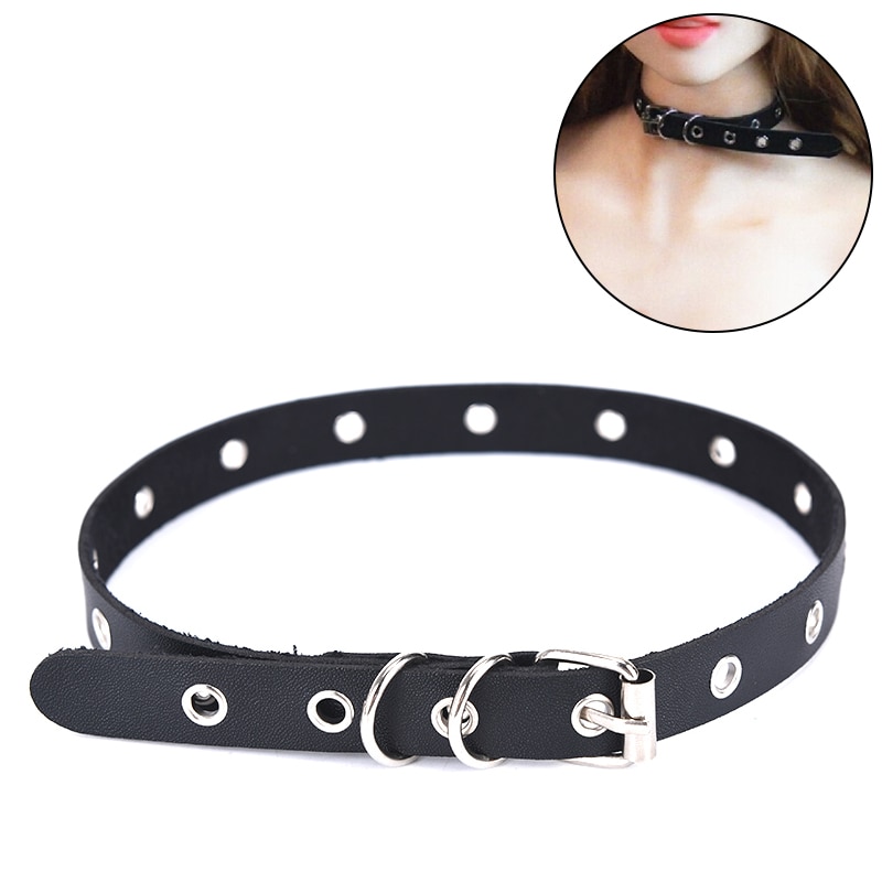 1PCS Punk Rock Gothic Sexy DELL'UNITÀ di elaborazione di Cuoio Rotondo del Ribattino del Collare Della Collana Del Choker Monili Per Il Corpo E Piercing Festa Di Compleanno Del Regalo