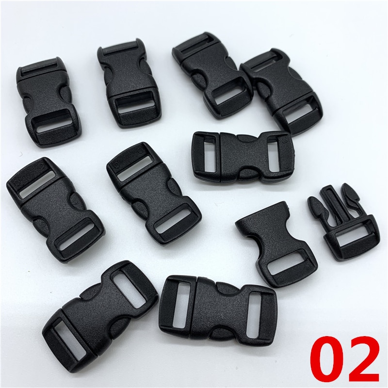 10 sztuk/partia 10mm boczne zwolnienie klamra zakrzywione spadochron 550 bransoletka Paracord dla obroża pasek taśmy odkryty obóz