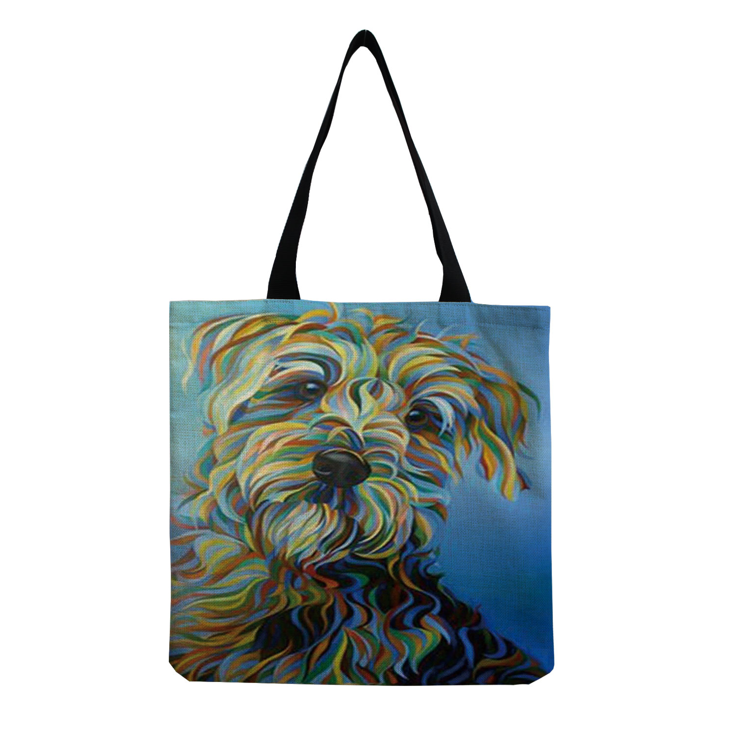 Exclusieve Olieverf Hond Print Boodschappentassen Voor Boodschappen Papillon Pug Retriever Print Vrouwen Schoudertas Handtas Grote Capaciteit: hm2910 Dog Bag