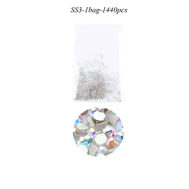 Swarovski – strass en verre à dos plat pour ongles, 1440 pièces, tailles mixtes SS4-SS50, pierres de décoration AB claires pour Nail Art, accessoires de manucure