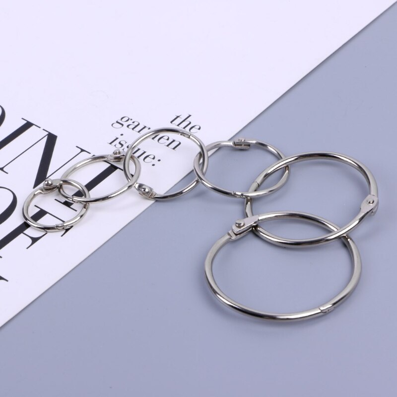 Anillo de Metal para encuadernación de hojas sueltas, aro multifuncional para encuadernación de libros, llavero circular, suministros de oficina, 10 Uds.