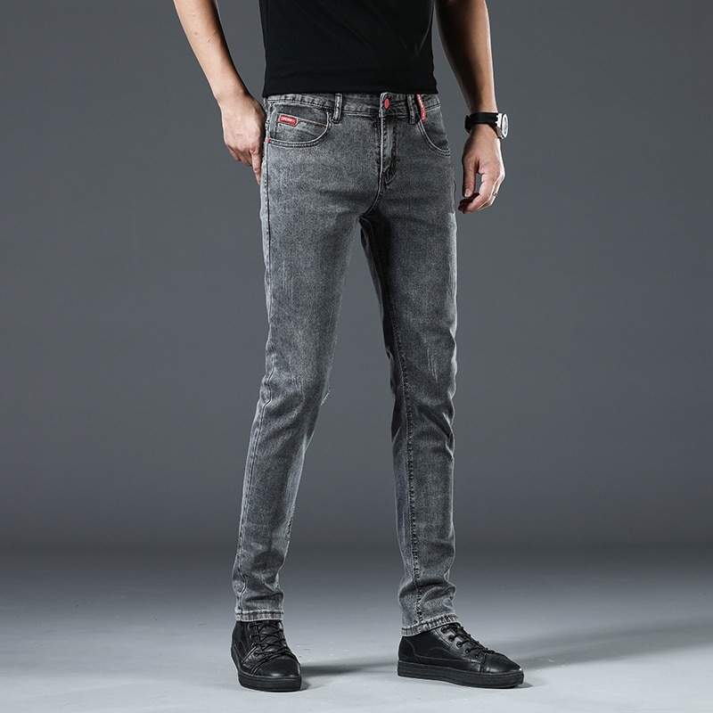 Arrivals Casual Straight Slim Grijze Jeans Demin Broek Voor Mannen