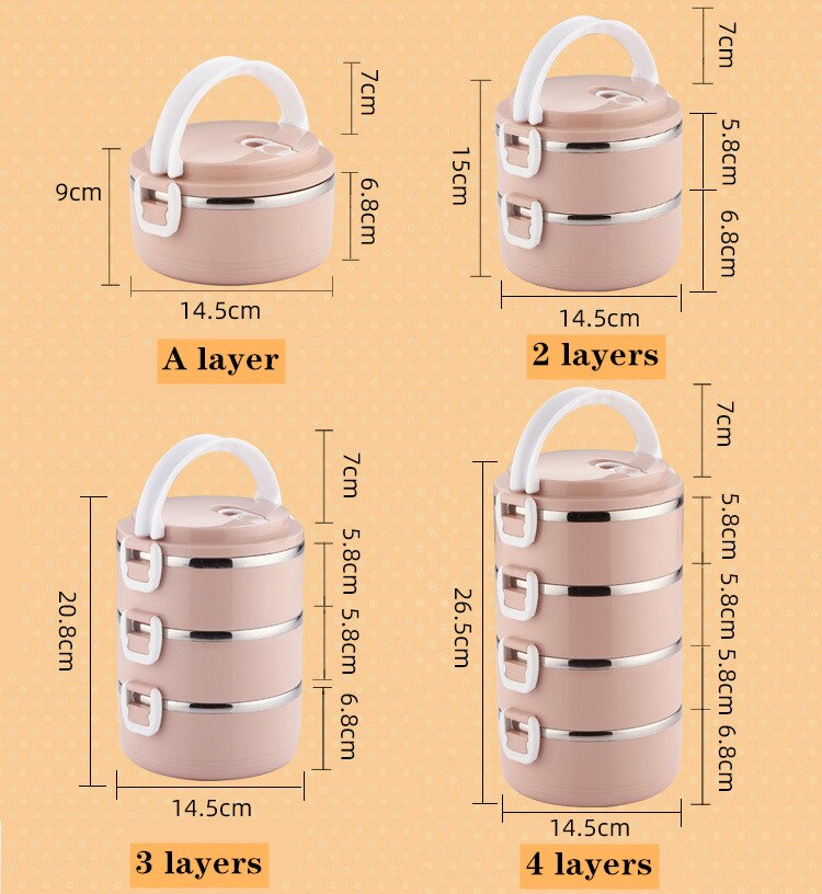 Fiambrera térmica aislante para uso en el hogar, fiambrera portátil de acero inoxidable multicapa a prueba de fugas, herramientas de cocina para exteriores