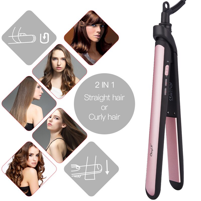 CkeyiN Hair Straightener Tourmaline Ceramic Hair Curling Iron Curler Hair Flat Iron Negative Ion Salon Styling Tool
