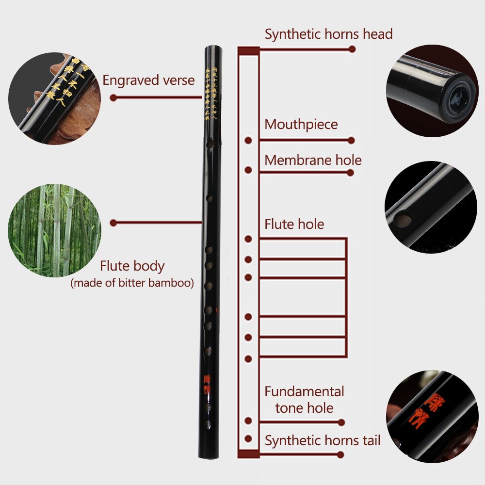 C/D/E/F/G Sleutel Dizi Bamboefluit Chinese Traditionele Muziekinstrument Met Draagtas voor Beginners Muziek Liefhebbers