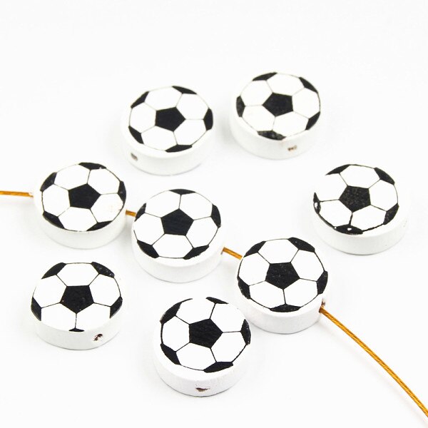 Cute Football Pattern 20Pcs Lead-Free Wood Beads For Jewelry Making Accessories Bracelets DIY Craft For Child 20mm: Color 3