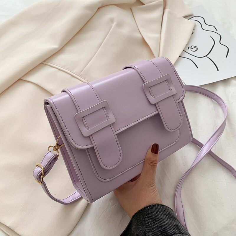 Einfarbig Platz crossbody-tasche Neue hoch PU Leder frauen Handtasche Reise Schulter Bote tasche: lila