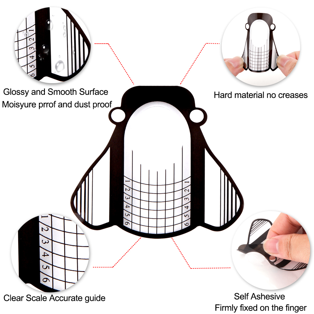 500pcs Nail Form French Tips Acrylic UV Gel Nail Extension Forms Stencils Paper Molds Sticker Guide Mold Manicure Tools