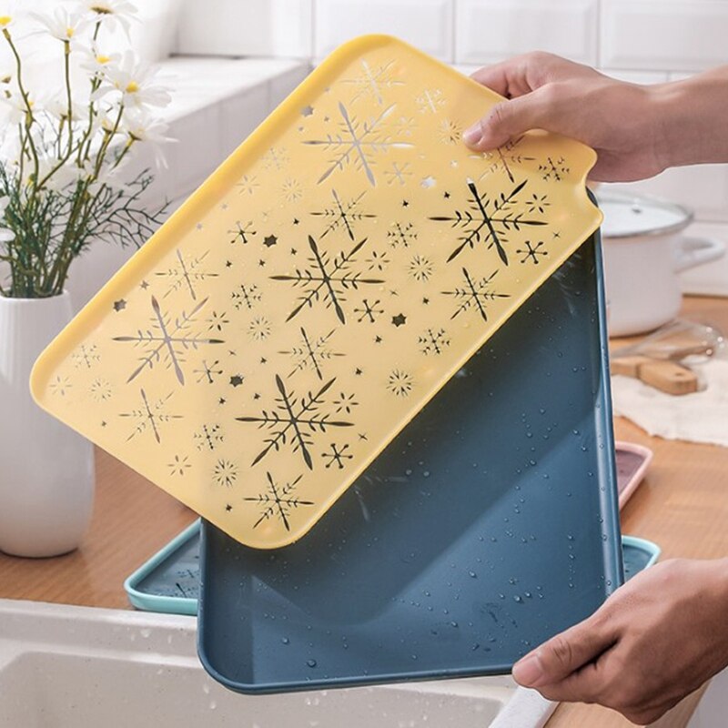 Kitchen Double-Layer Plastic Storage Drain Tray Water Cup Dish Rack Vegetable Rack Fruit Plate Cup Tray