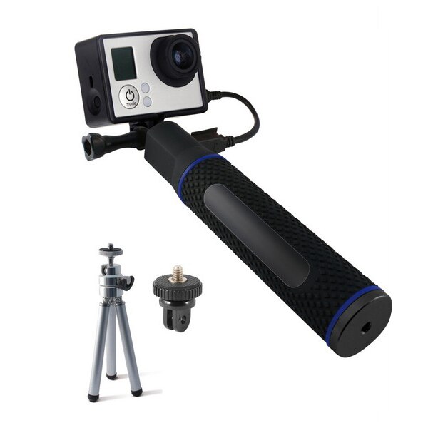 Selfie Stick Met Power Bank Voor Sport Camera 5200 Mah Zwart