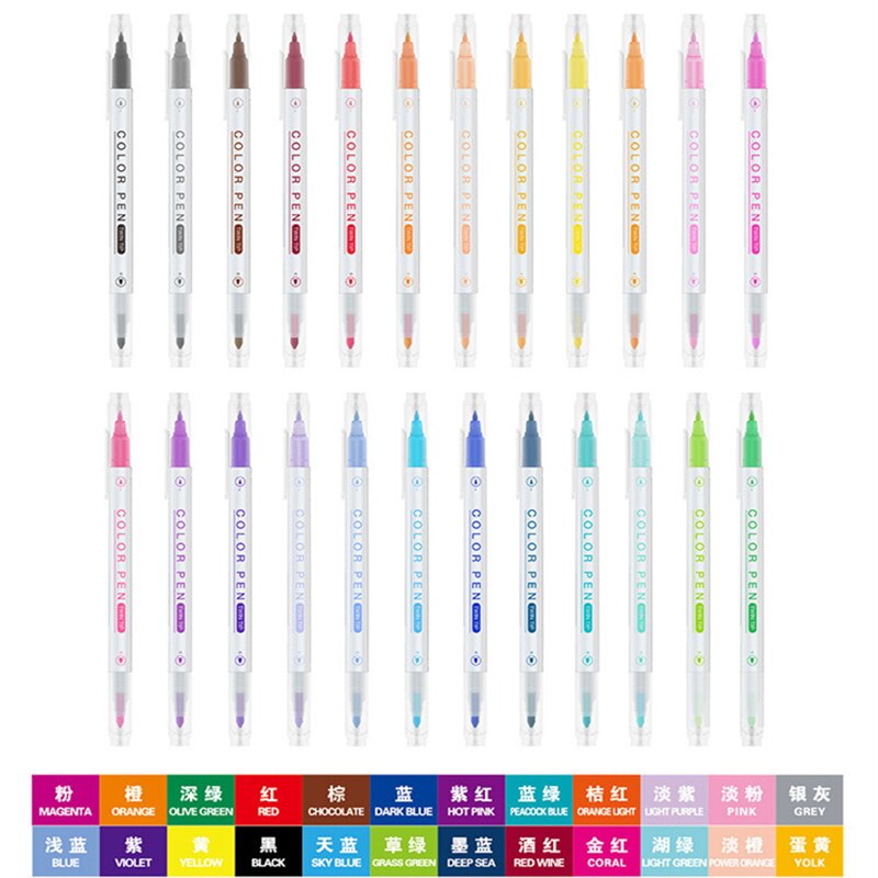 12/24 pcs Fine Line Drawing Pen For Manga Cartoon Advertising Water Color Gel Pens Stationery Office School Supplies