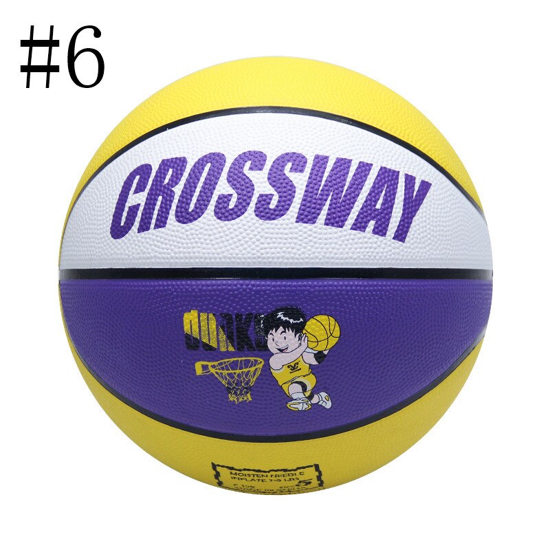 CROSSWAY Standard Palla Da Basket #2 #3 #4 #5 #6 #7 Per Adulti E Bambini Gioventù palla di Gomma di Usura Concorso di Formazione Interna Ed Esterna: Purple yellow No. 6