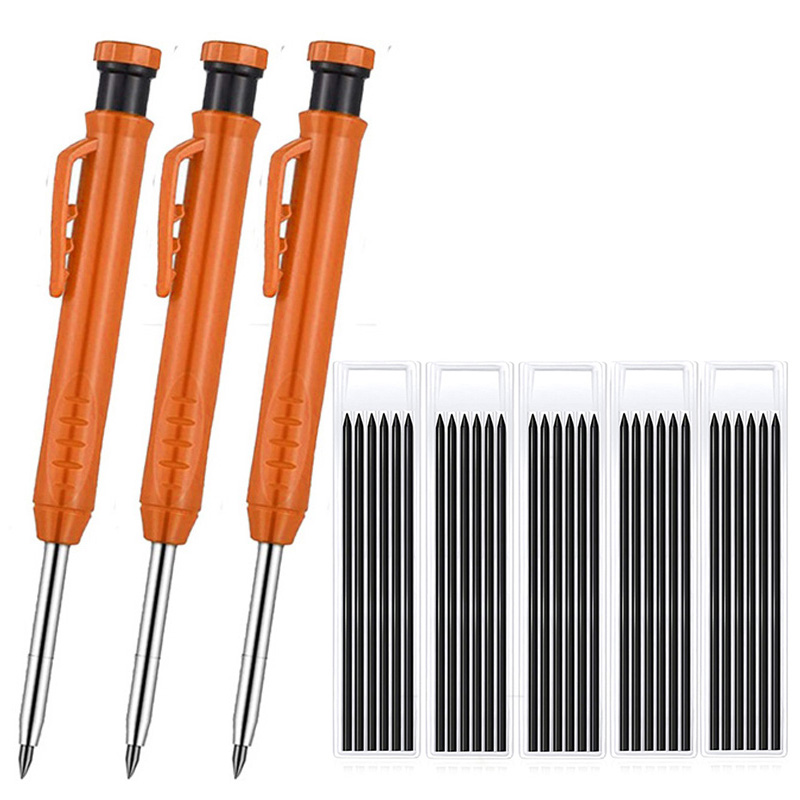 Solid Carpenter Pencil Set Woodworking Tools Mechanical Pencil Set Construction Carpenter Marker Multi-box Refill Leads Scriber: Mixed Color