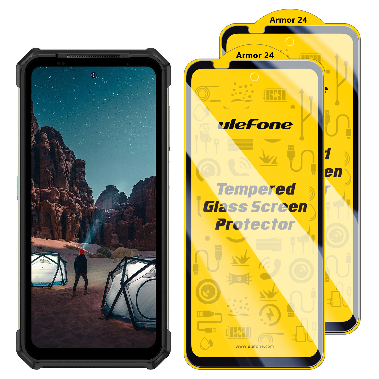 2 stuks/set ulefone armor 34 pro 27 26 25 24 23 22 mini 20 hd anti-vingerafdruk gehard glazen schermbeschermer krasbestendig glas: Multi