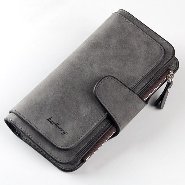 Lederen Vrouwen Portemonnee Hasp Kaart Tassen Lange Vrouwelijke Portemonnee 6 Kleuren Dames Clutch Portemonnee: dark gray