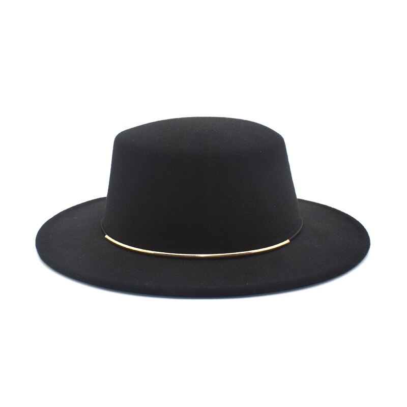 Miacawor vinter efterår kvinders faux uld fedora hat top hat jazz hat rund brat top hat  p3: Sort