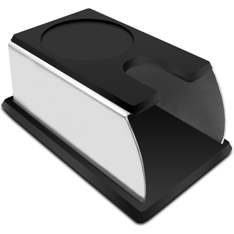 Stevige Rvs Siliconen Espresso Koffie Tamper Stand Barista Tool Aanstampen Houder Rack Plank Koffie Machine Tool: Black