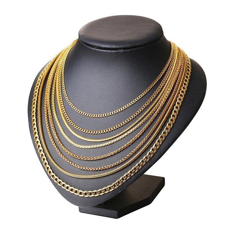 Zorcvens Mannen Vrouwen Ketting Gold Tone Snake Miami Cuba Tarwe Spiga Paima Link Ronde Doos Curb Kettingen Rvs Ketting