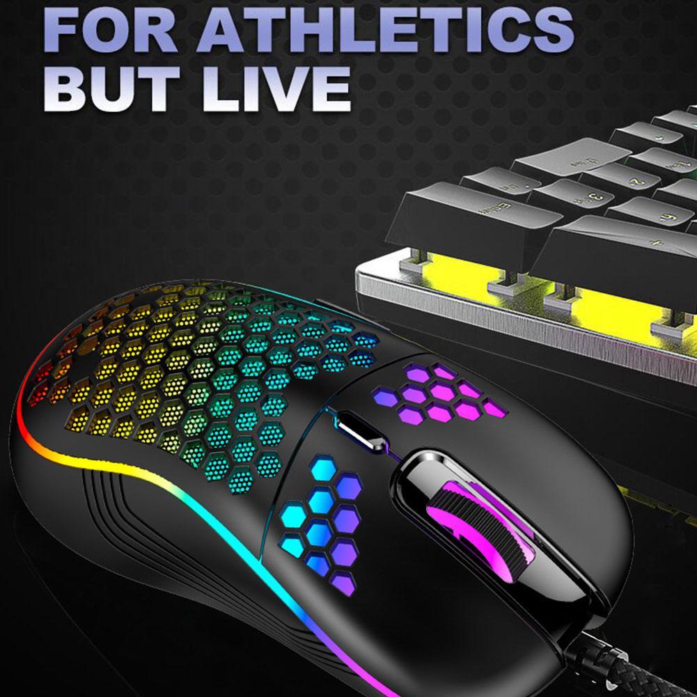 D011 Lightweight RGB Gaming Mouse 7200DPI Honeycomb Shell Ergonomic Mice with Ultra Weave Cable For Computer Gamer PC Desktop