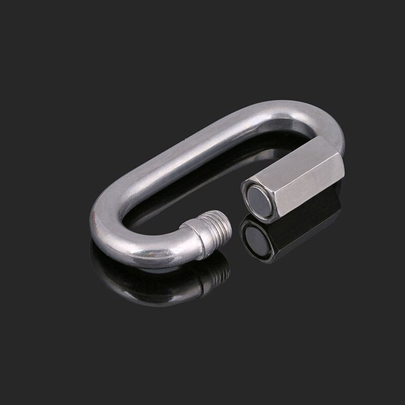 Carabiner Chain Buckle Stainless Steel Screw Lock Carabiner Quick Links Safety Snap Hook Chain Connecting Ring For Climbing Gear