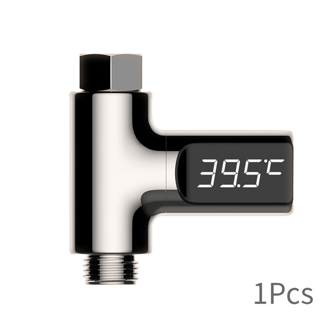 Thermomètre de douche à mécanisme d&#39;autoproduction d&#39;électricité,moniteur de température d&#39;eau, compteur d&#39;énergie intelligent à affichage LED: 1pcs