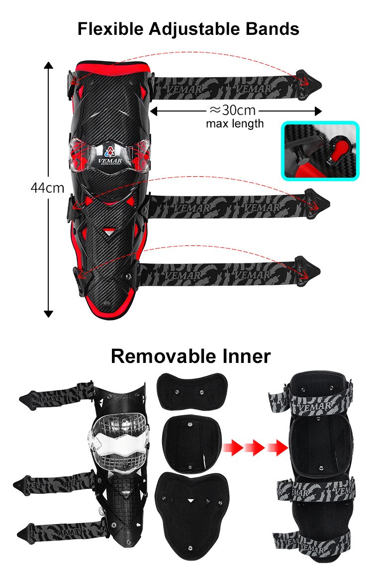 Motorcykel knæbeskyttere, skinnebeskyttelse, knæbeskyttere motocross mx ridning knæbeskyttere aftagelige for