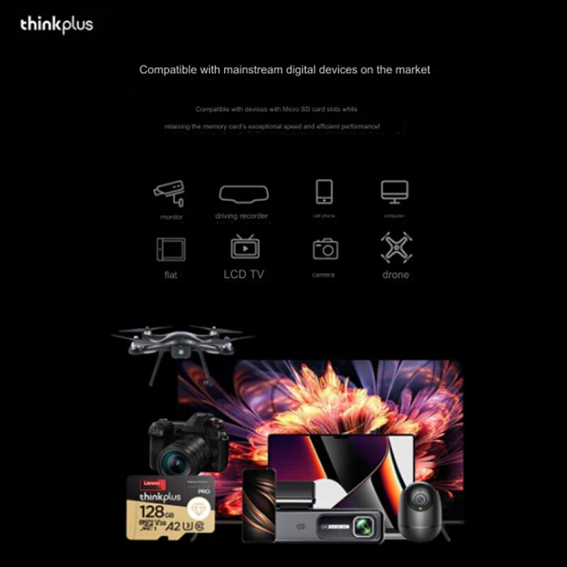Thinkplus microsd card 32gb 64gb to  zu 130m sd memory card  u3 4k v30 a2 tf card 128gb flash microsd card electronics product pc