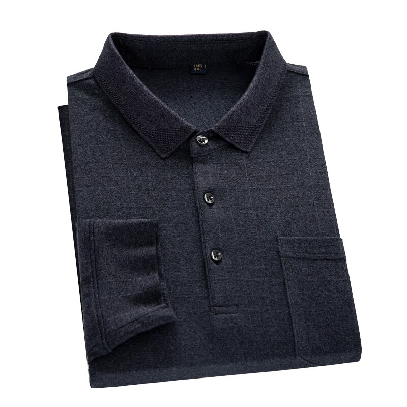 Koko 6xl 7xl 8xl syksyn klassiset miesten poolot taskuilla pitkähihainen bisnespoolopaita miesten huippumerkki polo homme