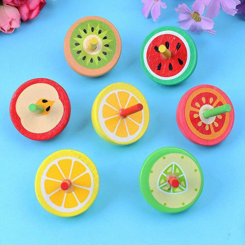 10PCS Fruit Wooden Gyro Kids Happy Birthday Party favor Baby Shower Favor girl Boy Souvenir Cute Giveaway