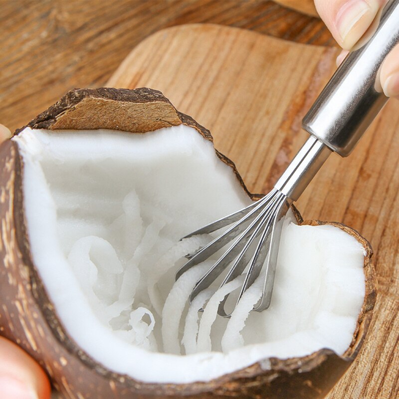 Raspador de coco de acero inoxidable, herramienta para triturar peces, 1 unidad