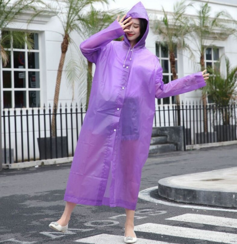 Adult/Kid Wegwerp Waterdichte Jas Clear Pvc Regenjas Regenjas Hooded Poncho Regenkleding: adult purple
