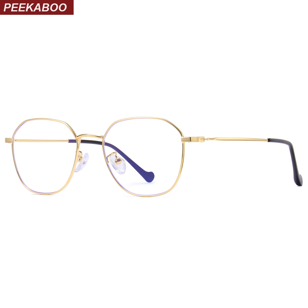 Peekaboo Anti blau licht gläser frauen optischen rahmen platz spiel Computer brillen für männer retro Gold metall rahmen