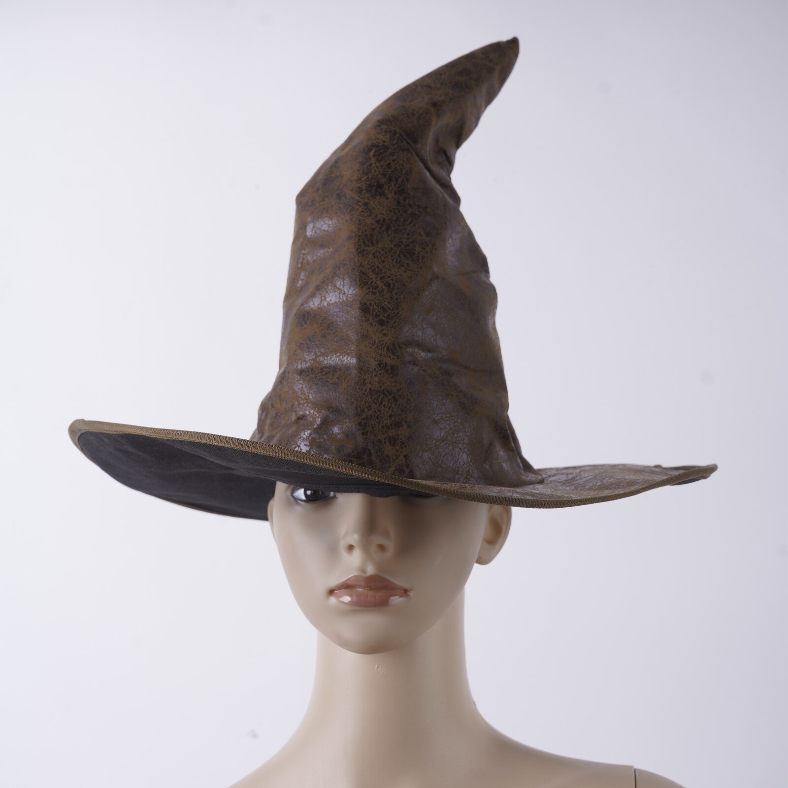 Chapeau de sorcière en Faux cuir pour homme et femme, chapeau de sorcière, pointu, , automne et hiver