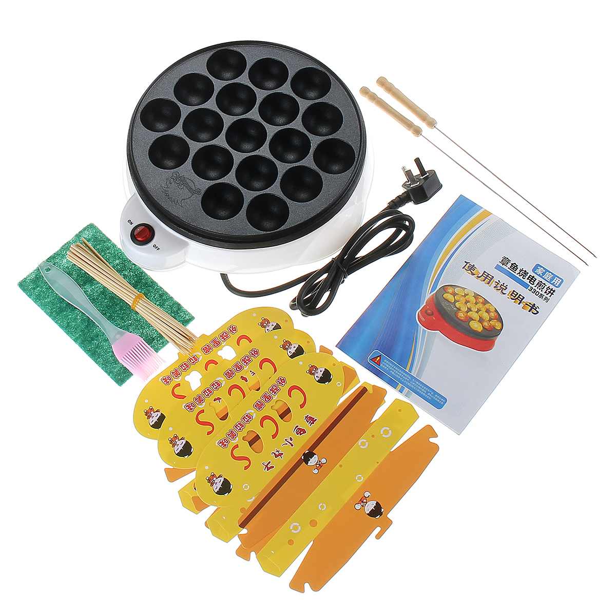 18 Hole Chibi Maruko Baking Machine Household Electric Takoyaki Grill Pan Octopus Balls Maker Kitchen Cooking Tools