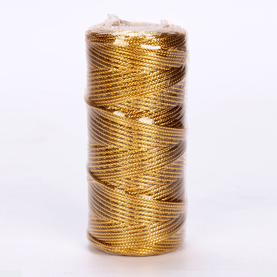Cuerda de 100M y 1,5mm para manualidades, costura artesanal, cordón de macramé dorado y plateado, hilo trenzado para envolver , decoración textil para el hogar: Gold