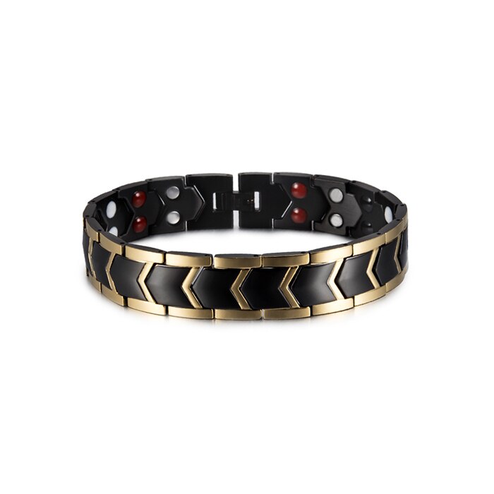 Bracelet magnétique pour hommes, en acier inoxydable noir, chaîne à main, large énergie de santé, Germanium, Bracelets pour hommes: Plaqué de cuivre antique