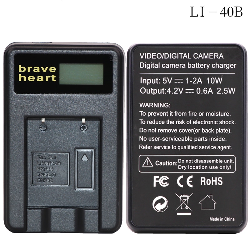 Baterías LI40B LI42B + cargador USB LCD para Li-40B /LI-42B, para Olympus, Nikon, EN-EL10, EN, EL10, ENEL10, Pentax, D-Li63, Fuji, 2 uds.