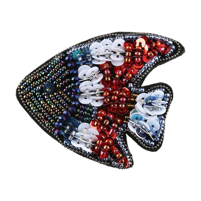 Beaded rhinestone patch marine dyr diy krystal syning emblem badge applikation  f3md: 6 ee 501993-2