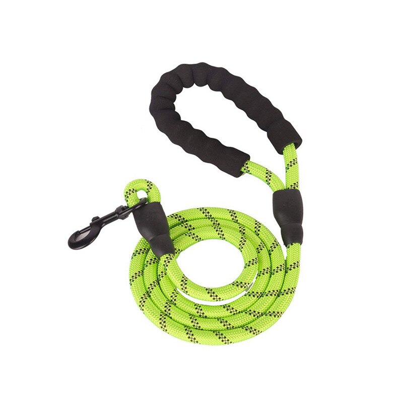 Hundesnor 1.5m store hunde reflekterende reb gå stort hundehalsbånd styrke trækkraftsele rundt nylon medium hundeblybælte: Grøn