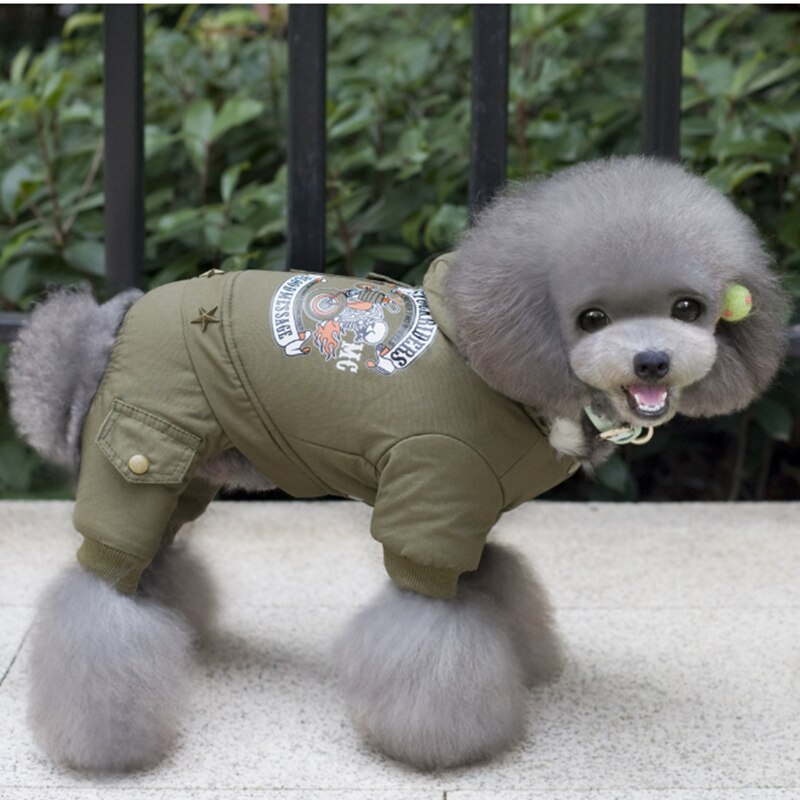 Pet Dog Clothes Winter Warm Dog Green Coat Jumpsuit Thicken Pet Clothing For Yorkshire Teddy Dogs Costume Puppy Clothes Jackets