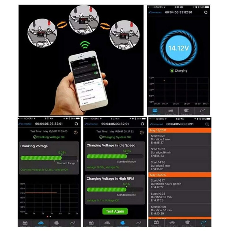 Automotive Battery Monitor 12V Bluetooth Car Battery Detector Low Power Consumption Testing Equipment