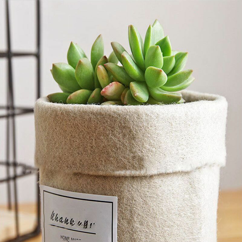 Neue Buchstaben Druck Filz Blume Töpfe Hause Schreibtisch Blumentopf für Blume/GrüNe Pflanze Licht Grau/khaki