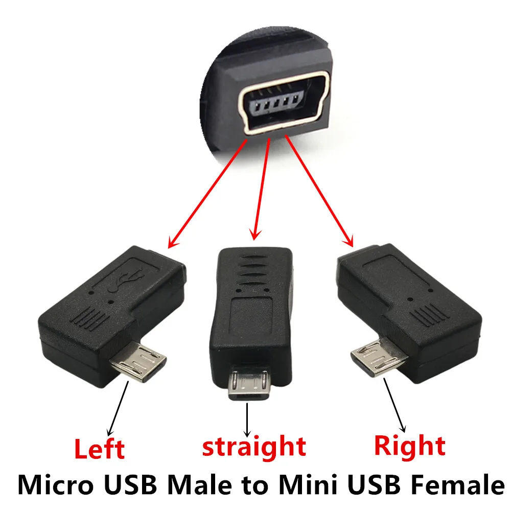 USB 2.0 Adapter Plug 90 Degree Left and Right Angle Mini USB Male to Micro USB Female Connector Adapter: Blue / 11m