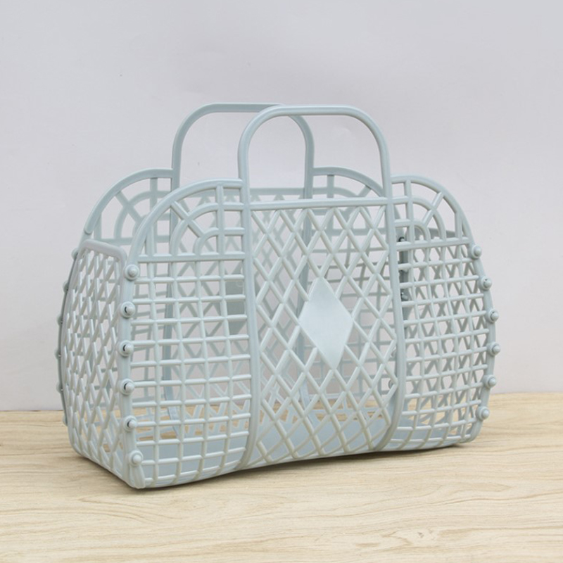 1pcs Bathroom Laundry Basket Foldable Mesh Portable Plastic Bathroom Laundry Basket Assemble the Wash Basket: MULTI