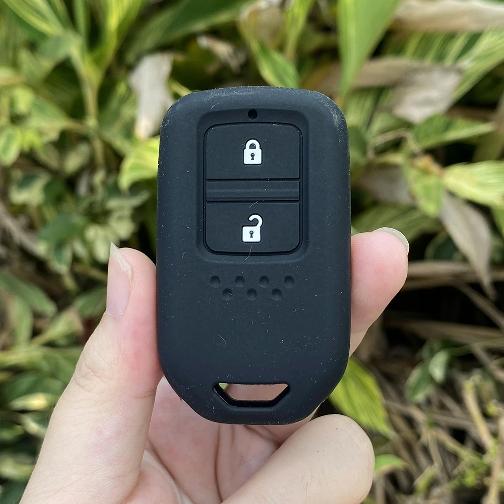 Funda de silicona para llave de coche de 2 botones, protección de la piel, soporte de carcasa de goma para Honda Vezel City Civic Jazz CRV Crider HRV Fit Freed: Negro