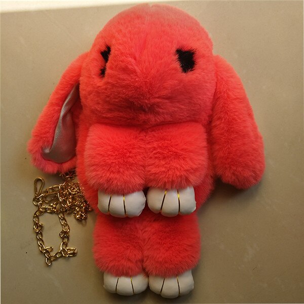 Mode Vrouwelijke Konijn Tas Imitatie Bont Messenger Portemonnee Portemonnee Keten Schoudertas Dames Handtas: Orange