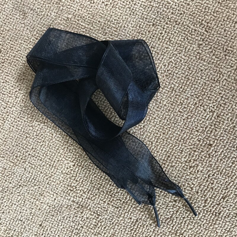 Zapatos deportivos con cinta de Organza para mujer, zapatillas planas con lazo, Cordones informales, 140cm: Negro
