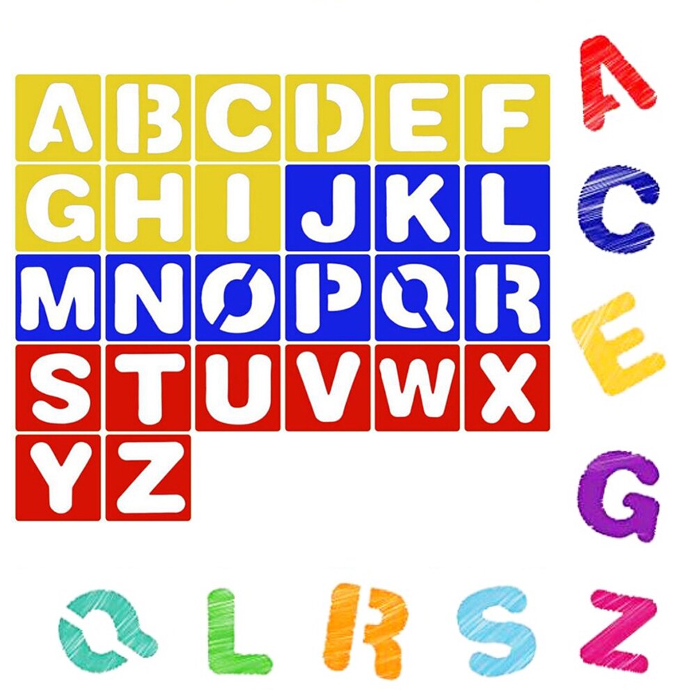 26 Pieces Alphabet Stencils Set Plastic Letter Painting Drawing Templates For Kids Posters Learning DIY Craft Decoration