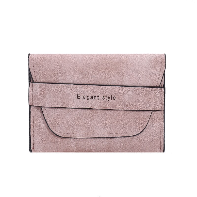 Retro Frosted Card Wallet Short Pure Color PU Clutch Simple Snap-on Female Card Wallet Coin Purse